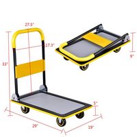 Costway - 330lbs Folding Platform Cart Dolly Push Hand Truck Moving Warehouse Foldable - Grey/Yellow - Alternate Views