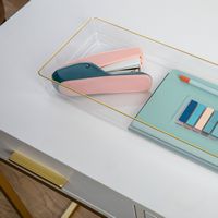Martha Stewart - Kerry Set of 2 Plastic Stacking Desk Drawer Organizers with Gold Trim - 15 x 6 -... - Alternate Views