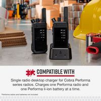 Cobra - Single Dock Charger for Cobra Performa Business Radios, with charging cable - Black - Alternate Views