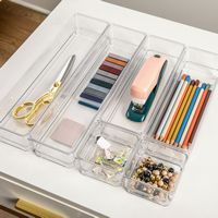 Martha Stewart - Miles Plastic Stacking Drawer Organizer Set of 6 - Clear - Alternate Views