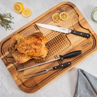 Viking - Oversized Acacia Carving Board with 3-piece Carving Set - Multicolor - Alternate Views