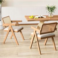 Costway Set of 4 Rattan Accent Chairs Leathaire Dining Chairs Modern Living Room Chairs - White +... - Alternate Views