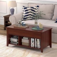 Costway Lift Top Coffee Table w/ Hidden Compartment and Storage Shelves Modern Furniture - Brown - Alternate Views