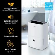Whirlpool - 50 Pint 3000 Sq. Ft 14.8 quart Energy Star Certified Dehumidifier - White - Alternate Views
