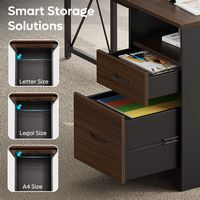 Bestier 63-inch L-Shaped Gaming Desk with Two File and Storage Drawers Corner Executive Desk for ... - Alternate Views