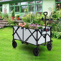 Costway - Folding Collapsible Wagon Utility Camping Cart W/Wheels & Adjustable Handle Grey - Grey - Alternate Views