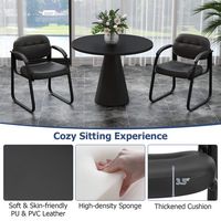 Costway Waiting Room Chair Set of 2 with Sled Base and Padded Arm Rest Home - Black - Alternate Views