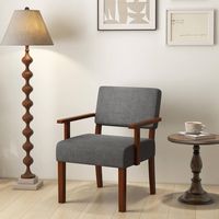 Costway 2PCS Linen Accent Chair Living Room Chair with Soft Padded Seat & Backrest - Gray - Alternate Views