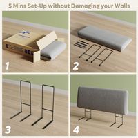 Pinmoco - Queen Size Adjustable Ergonomic Upholstered Foam Headboard - Gray - Gray - Alternate Views