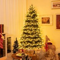 Costway - 6 FT Pre-Lit Christmas Tree 3 Modes Hinged with Quick Power Connector & 350 Lights - Gr... - Alternate Views