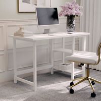 Martha Stewart - Beckett Modern Trestle Desk with Open Side Shelving in - White Wood Grain - Alternate Views