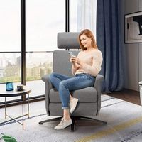Costway - Massage Recliner Chair with Remote Control and Adjustable Headrest - Grey - Alternate Views