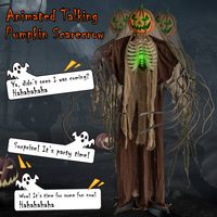 Costway 5.75ft Halloween Animatronics Decoration Talking Ghost Pumpkin - Brown - Alternate Views