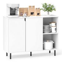 Costway Kitchen Sideboard Buffet with Adjustable Shelves 2 Doors Sturdy Metal Legs - White - Alternate Views