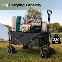 Bestier Heavy-Duty Wagon Cart with Adjustable Handlebar Bottle Holders & Storage Pocket - Black - Alternate Views