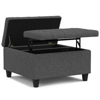 Simpli Home - Harrison Small Square Coffee Table Storage Ottoman - Slate Grey - Alternate Views