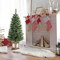 Costway - 1 PCS 4 FT Pre-Lit Potted Christmas Tree Pine Needles 3 Dynamic Modes Remote Control - ... - Alternate Views