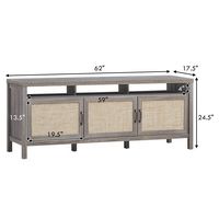 Costway - TV Stand Entertainment Media Center for TV's up to 65'' w/ Rattan Doors Grey Oak - Gray... - Alternate Views