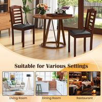 Costway Dining Chair Set of 2 with Faux Leather Upholstered Seat & Rubber Wood Frame - Oak + Brown - Alternate Views