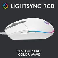 Logitech - G203 LIGHTSYNC Wired Optical Gaming Mouse with 8,000 DPI sensor - Wired - White - Alternate Views