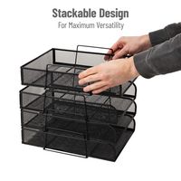 Mind Reader - Stackable Paper Tray, Desktop Organizer, File Storage, Office, Metal Mesh, 10.5