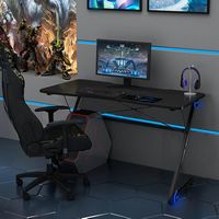 Costway - Z-Shaped Gaming Desk with LED Lights - 43.5