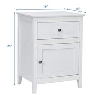 Costway - Nightstand Accent Side End Table Storage Cabinet with Drawer - White - Alternate Views
