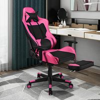 Costway - Massage Gaming Chair Reclining Racing Office Computer Chair with Footrest Pink - Pink +... - Alternate Views