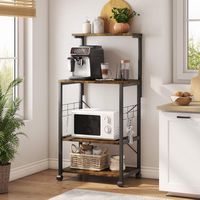 Bestier - Kitchen Baker's Rack with Storage Shelves and USB Outlets - Rustic Brown - Alternate Views