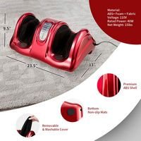 Costway - Shiatsu Foot Massager Kneading and Rolling Leg Calf Ankle with Remote Red - Red - Alternate Views