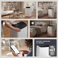 TCL - 350 Sq. Ft. 8,000 BTU Smart Portable Air Conditioner 3-in-1 with AC, Fan & Dehumidifier - W... - Alternate Views