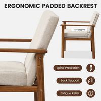 Costway Modern Accent Chair Upholstered Linen Fabric Armchair with Solid Wood Legs - Beige - Alternate Views