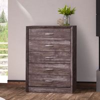 CorLiving - Newport 5 Drawer Tall Dresser - Brown Washed Oak - Alternate Views