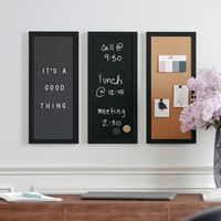 Martha Stewart - Everette Cork/Chalk/Letter Board Set with Accessories - 24x18 - Black Woodgrain - Alternate Views