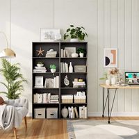 Costway - 5-Shelf Storage Bookcase Modern Multi-Functional Display Cabinet Furniture - Black - Alternate Views