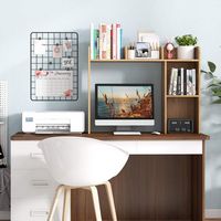 Costway - Desk Bookshelf Desktop Storage Organizer Display Shelf Rack Dorm Office - Natural - Alternate Views
