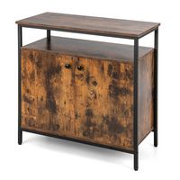 Costway Industrial 2-Door Buffet Sideboard Kitchen Cupboard Storage Cabinet with Open Shelf - Brown - Alternate Views