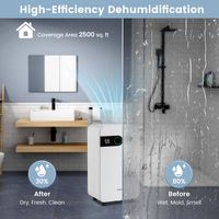 Costway Dehumidifier for Home Basement Portable 32 Pints with Sleep Mode up to 2500 Sq. Ft - White - Alternate Views