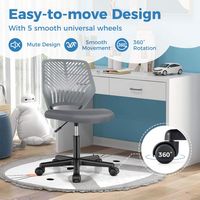 Costway Height-adjustable Ergonomic Kids Desk Chair with Universal Casters Working Chair - Grey - Alternate Views