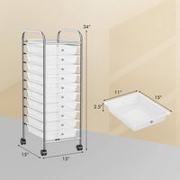 Costway - 10 Drawer Rolling Storage Cart Scrapbook Paper Office School Organizer - Clear - Alternate Views