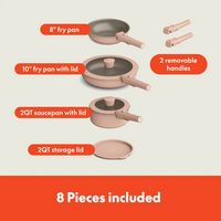 Bella - Fits-anywhere Kitchenware: 8-Piece Ceramic Nonstick Cookware Set with Removable Handles -... - Alternate Views