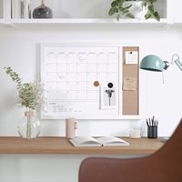 Martha Stewart - Everette Dry Erase Magnetic Monthly Calendar/Cork Board - 24x18 - White Woodgrain - Alternate Views