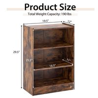 Costway - 3-Tier Bookcase Open Multipurpose Display Rack Cabinet with Adjustable Shelves - Rustic... - Alternate Views