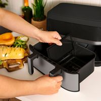 bella PRO - 4-qt. TriZone Touchscreen Air Fryer with Dual Flex Basket - Stainless Steel - Alternate Views