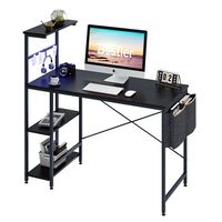 Bestier - Gaming Desk with LED Lights and Adjustable Shelves - 44