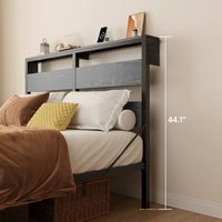 Bestier Queen Bed Frame with Headboard Foldable Shelves LED Lighting Charging Station Non-Slip Me... - Alternate Views