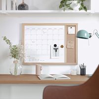 Martha Stewart - Everette Dry Erase Magnetic Monthly Calendar/Cork Board-24x18 - Light Natural Wo... - Alternate Views