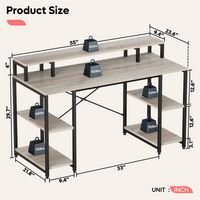 Bestier - Gaming Monitor Shelf Desk with Storage -55