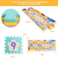 Costway - 75 Pieces Baby Foam Interlocking Play Mat w/ Fence w/Detachable Numbers - Multi-Color - Alternate Views