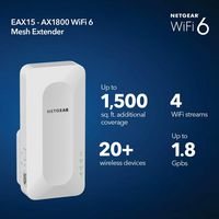 NETGEAR - EAX15 AX1800 Wi-Fi 6 Mesh Wall Plug Range Extender and Signal Booster - White - Alternate Views